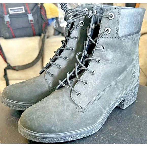 Timberland Women's Brinda Lace-Up Boot Size 9 Black Nubuck Leather (A3660) - Picture 2 of 11